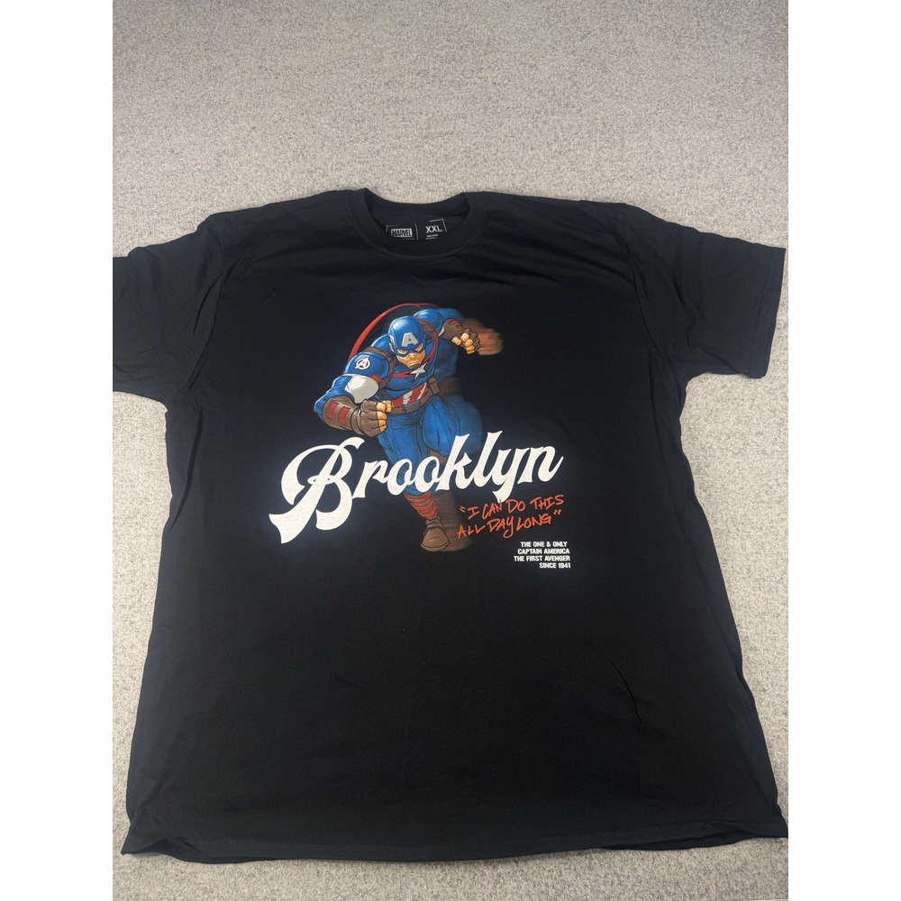 Marvel Captain America Brooklyn Graphic T-Shirt Black XXL I Can Do This All Day